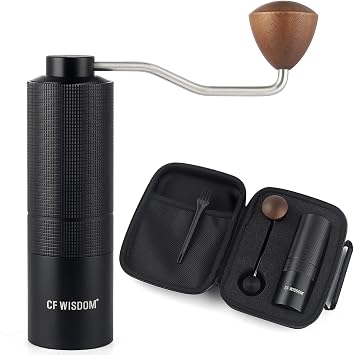 Espresso Manual Burr Coffee Grinder CNC Stainless Steel Conical Burrs, Dual Bearings, Precision Adjustable Hand Grinder, Portable Travel Coffee Bean Grinder