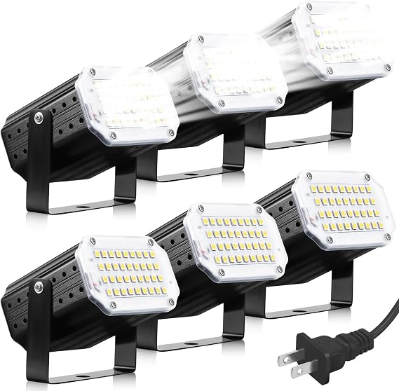 VIHOSE 6 Pack White LED Halloween Strobe Light Mini Strobe Lamp Sound Activated and Flash Speed Control Party Light 36 LED DJ Disco Light for Party Stage Club KTV Karaoke Bar Halloween Decoration