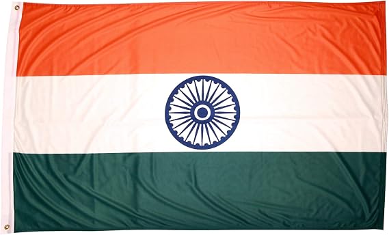 3x5 India Flag, with 100% Polyester Fabric, Double Stitched Edges, and Two Brass Grommets, 3x5 Indian Flag, Flag of India