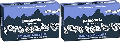 Patagonia Provisions - Smoked Mussels in Extra Virgin Olive Oil | Responsibly sourced | 18g Protein per tin & Gluten Free Pack of 2