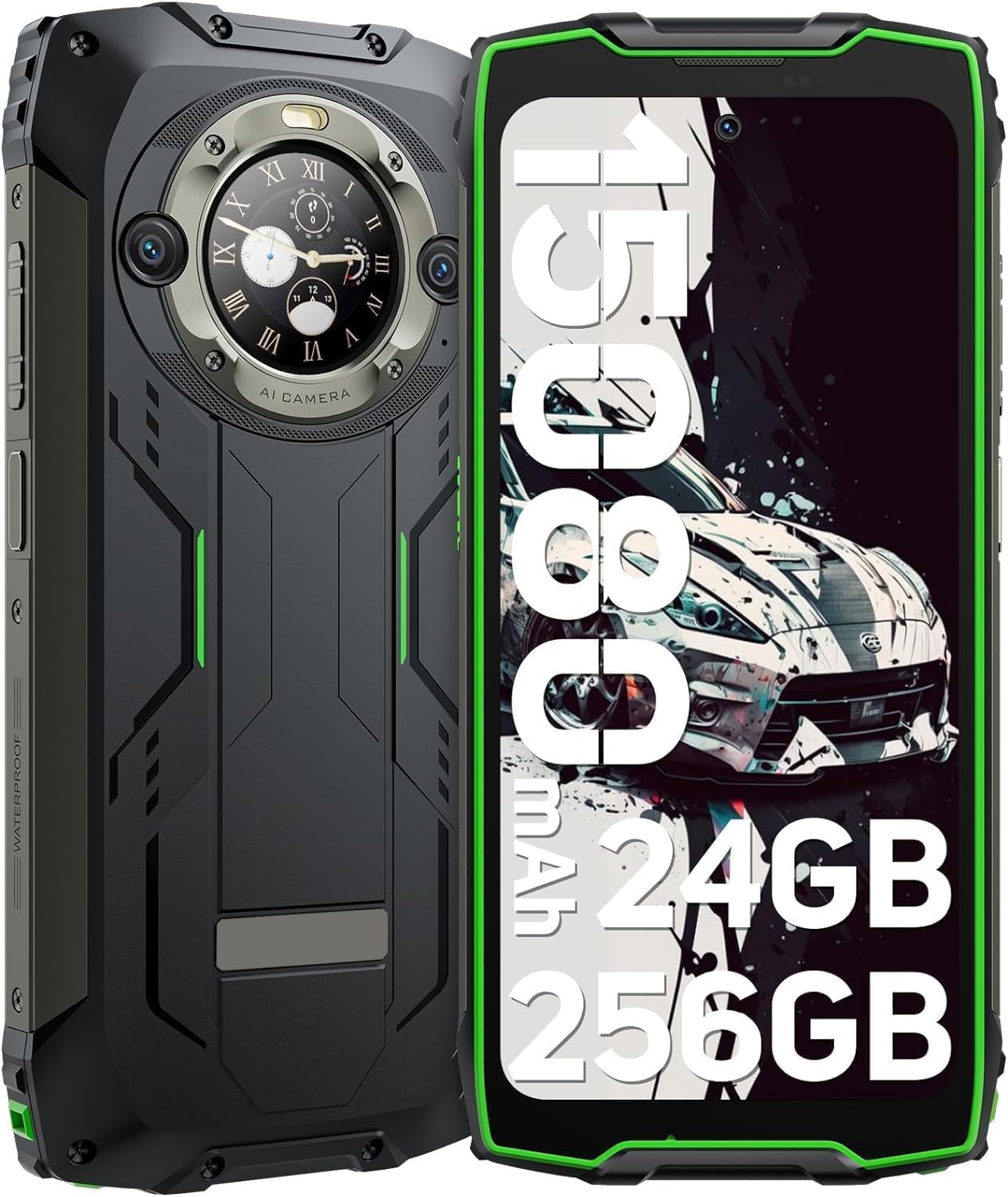 BV9300 Pro Rugged Phone 24G256GB 15080mAh 6.7 Display Android 13 MediaTek Helio G99 33W NFC 4G SmartphoneGreen
