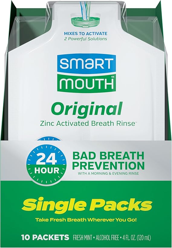 SmartMouth Original Zinc Activated Mouthwash Single Packs, Mint, 10 Count