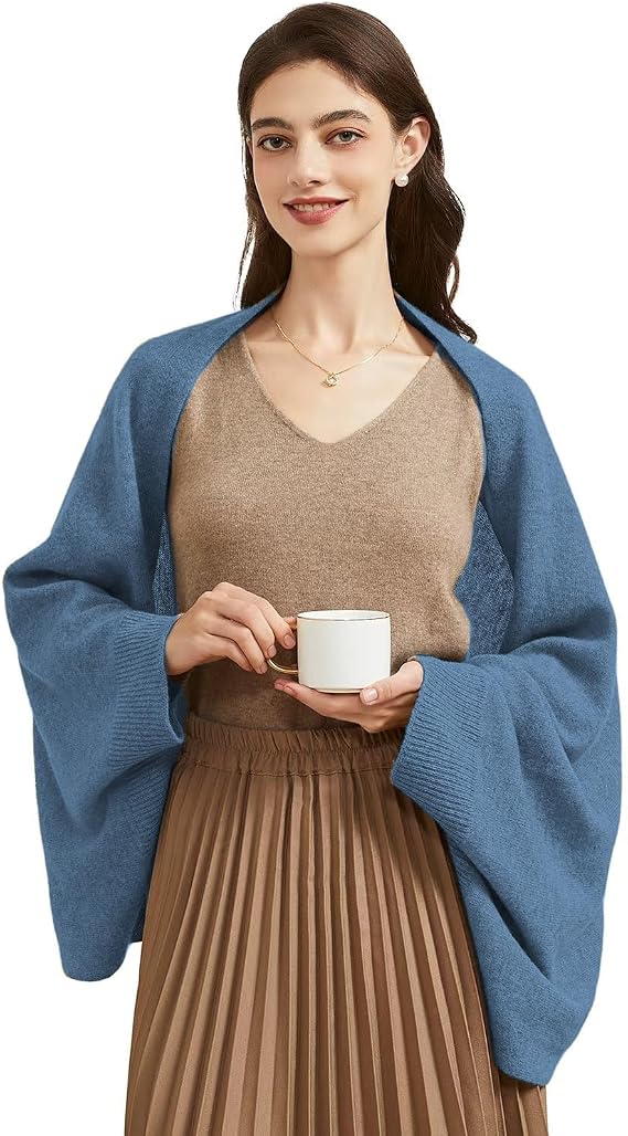 BRYCTSISEN Winter Open Front Shawl Wraps Warm Pashmina Scarf Sweater Cape