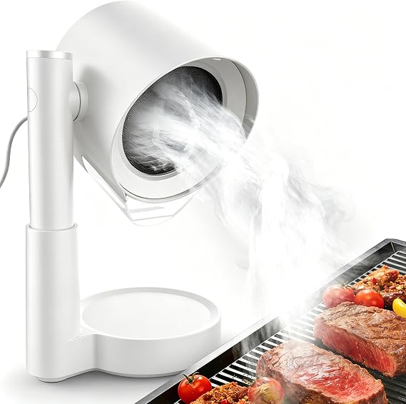 Portable Range Hood - Adjustable & 3-Speed Desktop Kitchen Exhaust Fan with Large Oil Cup & Low Noise, Detachable Filter Portable Exhaust Fan for BBQ, RV, Apartments, Dorm(Black&White)