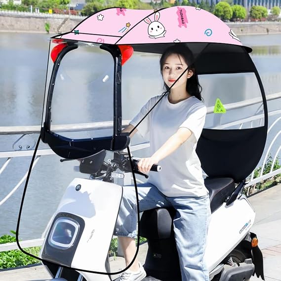 Electric Motorcycle Sunshade Cover - Transparent Canopy for Mobility Scooter Sun Rain Wind Protection Univer