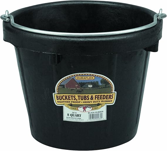 Little Giant Rubber Pail | All-Purpose Heavy Duty Rubber Bucket | Water Bucket | 8 Quarts