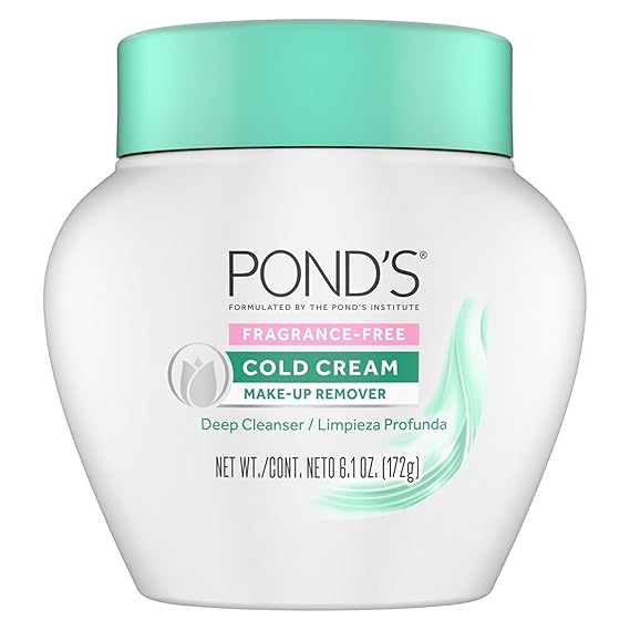 PONDS Cold Cream Cleanser, Fragrance-Free Moisturizing Makeup Remover & Deep Cleansing Face Cream Facial Cleanser for Soft, Radiant Skin Dermatologist Tested, Non-Comedogenic, 6.1 oz