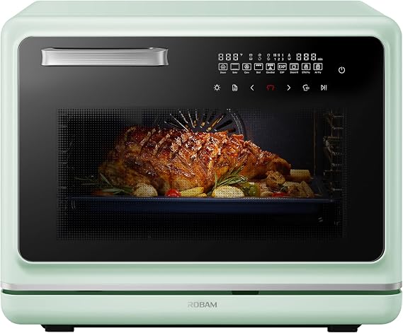 ROBAM R-Box Pro Countertop Combi Steam Oven Green, Air Fryer Toaster Oven with EXP, 1.2 cu. ft. XL Capacity, 1800W Steam Fry Technology, 86-446F Precision, 32 Presets, Easy-to-Clean Enamel Interior