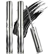 Iron Wand Mascara, Metal Mascara Wand, Black Washable Metal Wand Mascara, 3d Curling Eyelash, Added Fiber, Natural Length Slim Volume Building, Long-Lasting Smudge-Proof