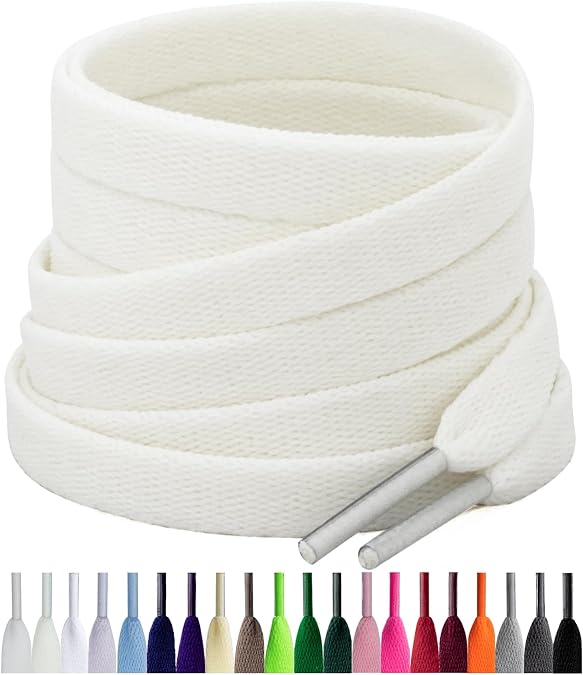 2 Pairs 8mm Flat Trainer Shoe Laces for Sneakers