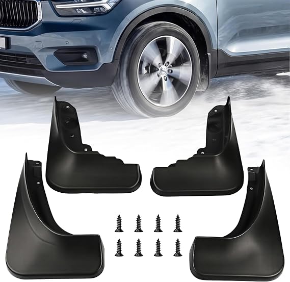 4 Pcs Mudflaps Mudguard Compatible with Volvo XC40 models 2019-2025, Splash Proof Fenders Protect Wheel Auto accessories, Accessories Splash Guard Front Rear Mudguard with Fixing Screws,Black