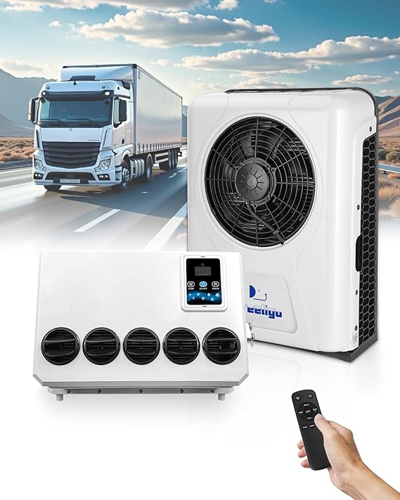 Treeligo DC 12 Volt RV Truck Air Conditioner ac unit, Intelligent inverter parking air conditioner 12V (white)