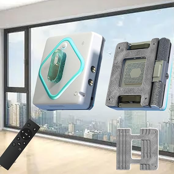 Automatic Window Cleaner Robot Deep Cleaning, with Dual 30ml Visual Water Tank, APP+Remote Control, 3-Way Water Spray, 3000-5000Pa Variable Frequency Suction