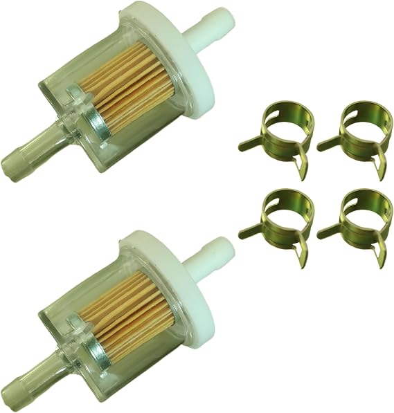 Fuel Filter with Fuel Pipe Fixing Clip - Replacement for Briggs Stratton 691035 493629, Replacement for Kawasaki 49019-7001, 7-07061 Lawn Mower Engines - 12HP, 17.5HP, 27HP, 35HP (set of 1)