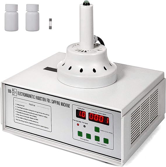 Electromagnetic Induction Sealing Machine 500W Heat Sealer Machine Cap Aluminum Foil Sealing Machine Pharmaceutical Capping Machine Suitable for Bottle Diameter 20-100MM