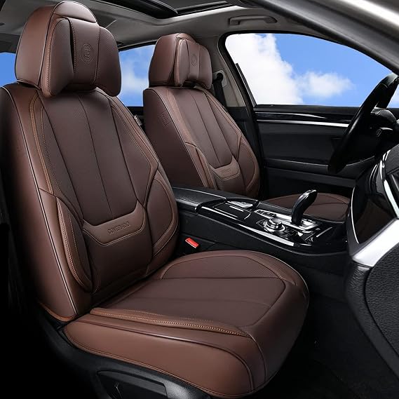 Coverado Car Seat Covers, Seat Covers for Cars, Waterproof Leather Auto Seat Protectors, Leather Car Seat Cushion, Car Interiors Accessories Universal Fit for Most Cars
