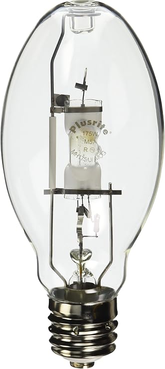 Plusrite 1014 175W ED28 Metal Halide Unprotected Arc Tube 4200K Mogul Base ANSI M57/E Universal Burn