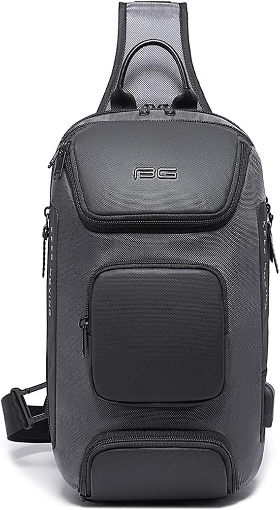 FANDARE Sling Chest Bag Men Business Shoulder Crossbody Backpack fit 9.7 inch Tablet Large Casual Daypack for Outdoor Travel Work Hiking Running Indoor Activities Durable Polyester Gray