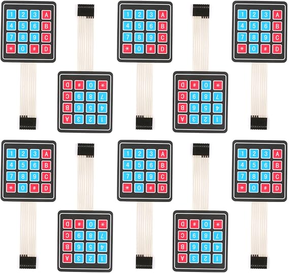 10Pcs 4 x 4 Matrix Array Membrane Switch 76.9*76.9mm Keypad Keyboard 16 Key Matrix Array Membrane Switch Microcontroller Extended Keyboard 8Pin Dupont for Arduino