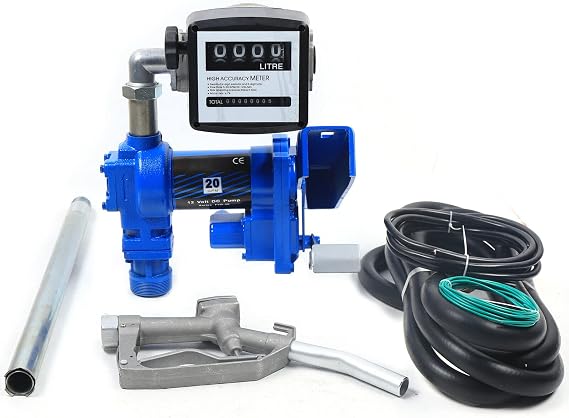 Fuel Transfer Pump Kit, 20GPM 12V DC Diesel Gasoline Anti-Explosive Fuel Transfer Pump with Hose, Nozzle & Oil Meter