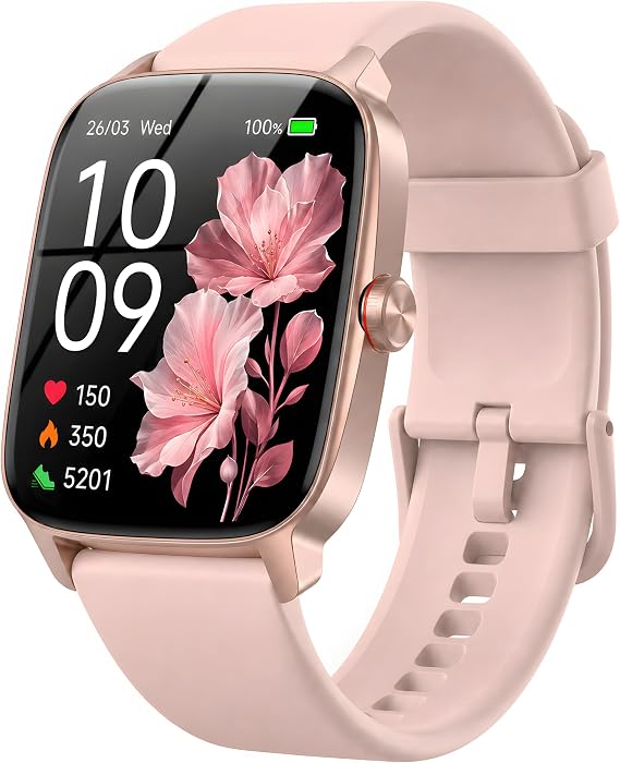 Smart Watch for Men Women, 1.85" HD Touch Screen Smartwatch with Bluetooth Answer/Make Calls, Fitness Tracker Compatible with iPhone Samsung Android iOS Light Pink
