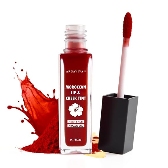 Aker Fassi Tinted Lip Stain and Cheek Tint with Argan Oil Lightweight Lipstain for Natural Glow, Moisturizing Color, Long-Lasting Lip Tint Stain, and Plant-Based Beauty