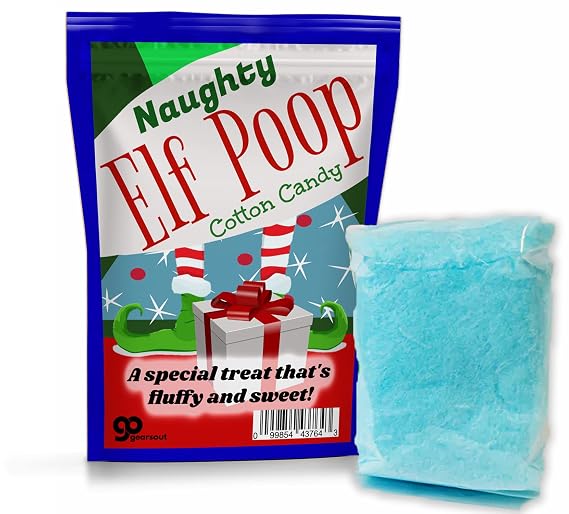 Naughty Elf Poop Cotton Candy Silly Stocking Stuffers for Women Funny Holiday Candy Gags Santa Novelty Christmas Gags Blue Candy Gluten-Free Sweets Gag Gifts for Teens Christmas Gags