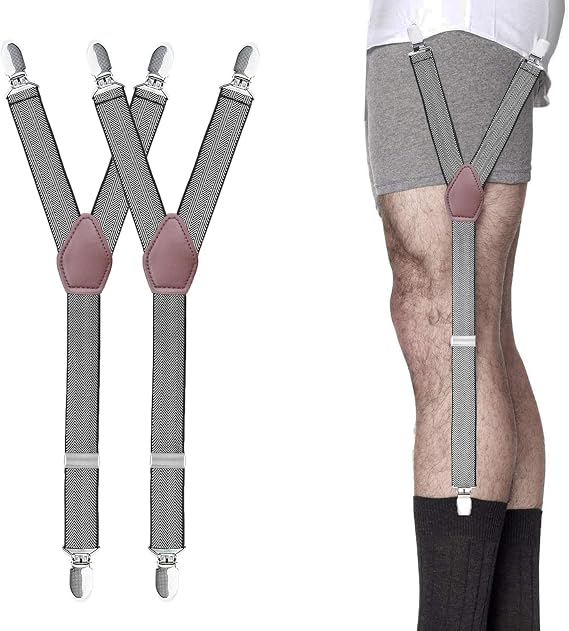 STAY GENT Y-Style Shirt Stays For Men with Non-Slip Locking Clamps and Adjustable Elastic Straps