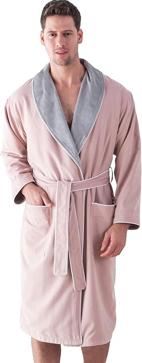 Plush Lined Microfiber Robe - Luxury Hotel Robe, Knee Length, Warm Unisex Bathrobe - Quality Spa Robe for Women & Men
