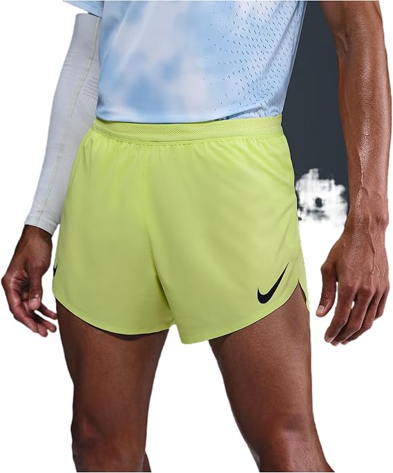 Nike AeroSwift Men's Dri-FIT ADV 4" Brief-Lined Running Shorts (FN3352-736, Light Lemon Twist/Black) Size Large