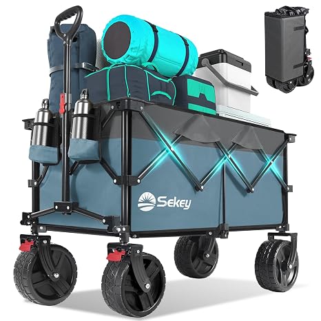 Sekey 220L Beach Wagon, 330 lb Capacity, Foldable, 8 in Wide Wheels