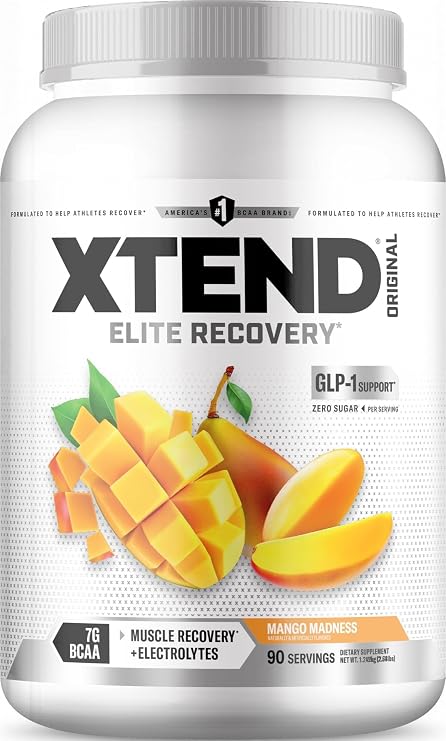 XTEND Original BCAA Powder Mango Madness | Sugar Free Post Workout Muscle Recovery Drink with Amino Acids | 7g BCAAs for Men & Women | 90 Servings