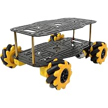 Mecanum Robot Chassis Car Kit with 360° Omnidirectional Wheel, Aluminum Alloy Frame, 60mm Omnidirectional Wheels, TT Motor, Robotic Moving Platform for DIY Education Robot