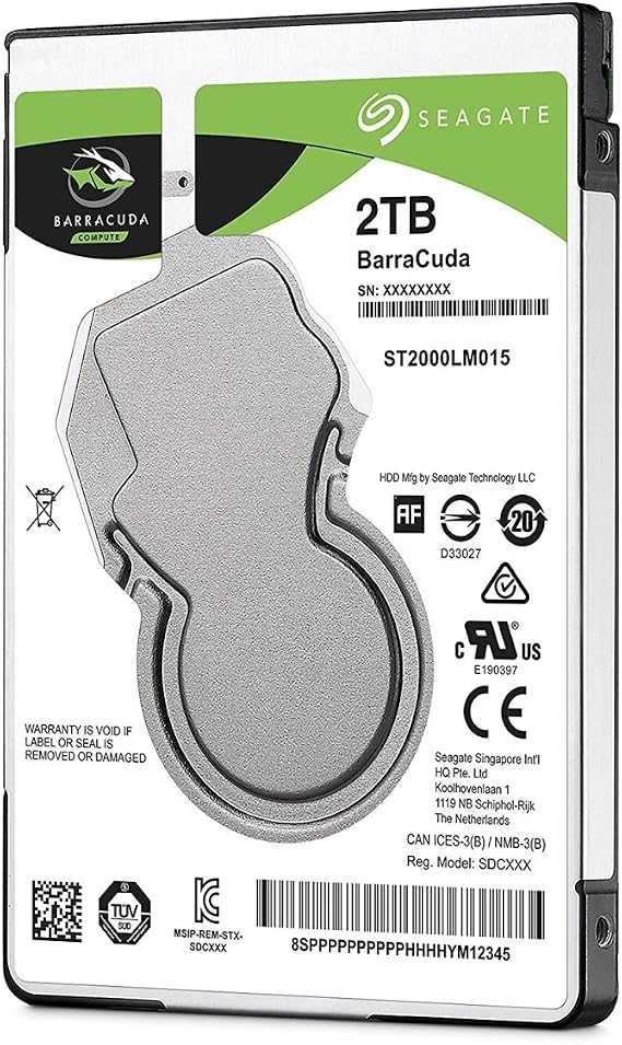 Seagate 2TB BarraCuda SATA 6Gb/s 128MB Cache 2.5-Inch 7mm Internal Hard Drive (ST2000LM015)