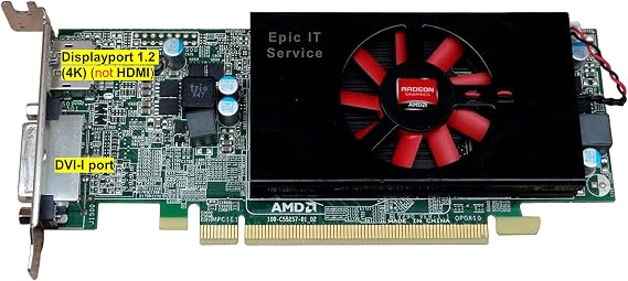 AMD Radeon HD 8570, 1GB GDDR3 with DP/DVI, PCI-E x 16, half bracket fits SFF Computer only, for Windows XP, 7, 8, 8.1, 10, 11, UEFI compatible, 4K resolution via DP Connection,