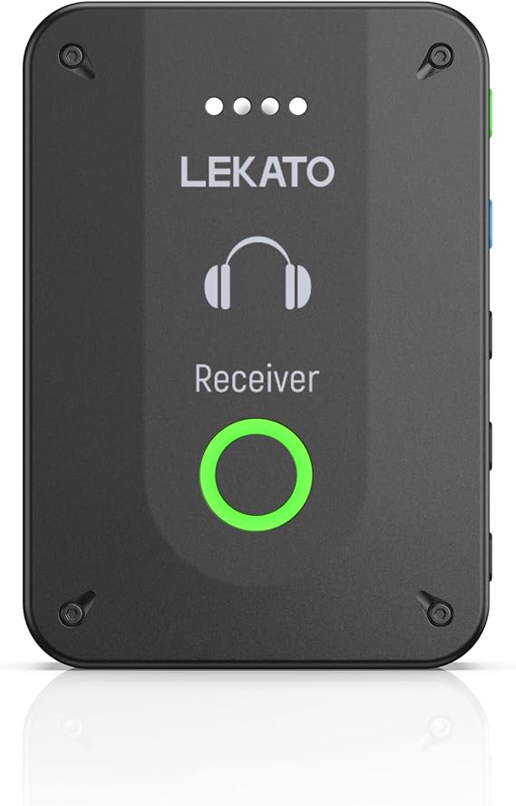 LEKATO Wireless in Ear Monitor System MS-02, Upgraded 2.4G Stereo IEM System Receiver Low Latency, Auto-Pairing,One to More, in-Ear Monitoring for Church,Band,Singer,Stage (Only Receiver)