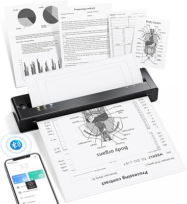 TATTMUSE Portable Printer Wireless for Travel, 2025 Upgraded Inkless Thermal Printers Support 8.5 X 11 US Letter Size, Mobile Printer Compatible with iPhone Android Laptop for Office Car School