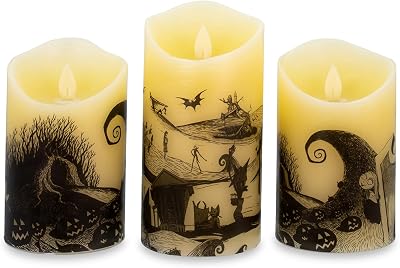Disney The Nightmare Before Christmas Set of 3 LED Flickering Flameless Candles With Automatic Timers | Officially Licensed Collectible