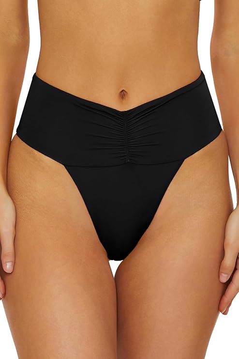 ISABELLA ROSE Women's Belmore Shirred Banded Bikini Bottom, Cheeky Coverage, Swimwear Separates for Women