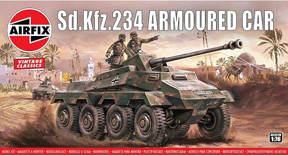 Airfix Model Tank - A01311V SDKFz.234 Armoured Car, Plastic Model Kits for Adults & Kids 8+, 1:76 Scale, Skill Level 2, WW2 Theme Military Models, World War 2 Tanks