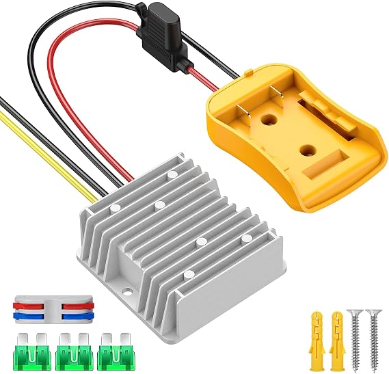 20 V için 12 V Step Down Dönüştürücü DeWalt 20 Güç Tekerlek Pil Adaptörü, DC 12 20A 240 W Buck Dönüştürücü Regülatörü ile 30A Sigorta ve Tel Terminali
