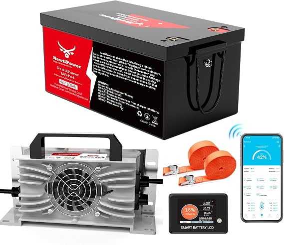 48V 100Ah Lithium LiFePO4 Golf Cart Battery with APP&Monitor&Charger, 200A BMS Grade A Cells Rechargeable Battery,10000+ Cycles,Perfect for Golf Cart (48V 100Ah Plastic Shell Set)
