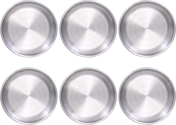 Alimat PluS 5.5 Inches Small Stainless Steel Plates Set of 6(Silver) | Lightweight Metal Dinner Plates for Fruits and Snacks, Dishwasher Safe