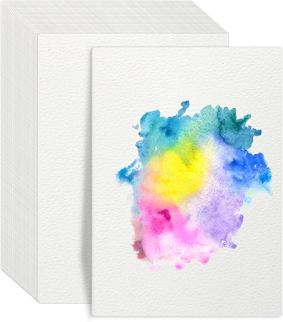 A4 Watercolour Paper Bulk 60 Sheets, 140lb/300GSM Cotton Cold Press Water Colour Paper Block for Adults Artists Drawing Painting, White, 21 x 29.7cm