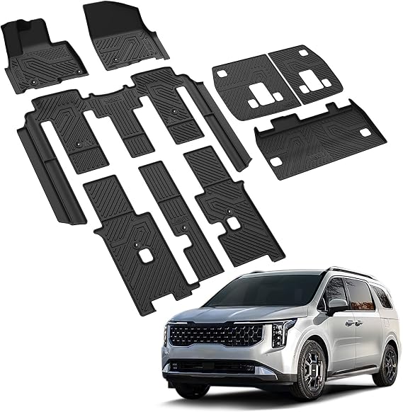 LASFIT Floor Mats & Cargo Mat for Kia Carnival HEV 2025-2026 | Floor Liners Full Set Car Mats Trunk Mat Accessories, Black