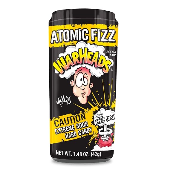 WARHEADS Atomic Fizz Extreme Sour Fizzing Hard Candy 1.48 oz Canister