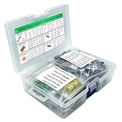 Electronic Component Kit, 1800 Pcs, LED Diodes, Resistors & Capacitors