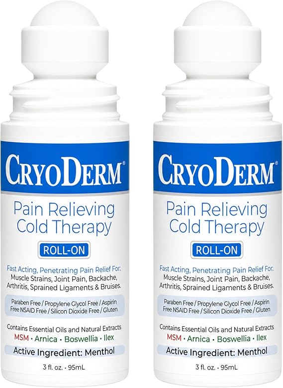 Cryoderm Pain Relieving Roll On 3 oz 2 PACK