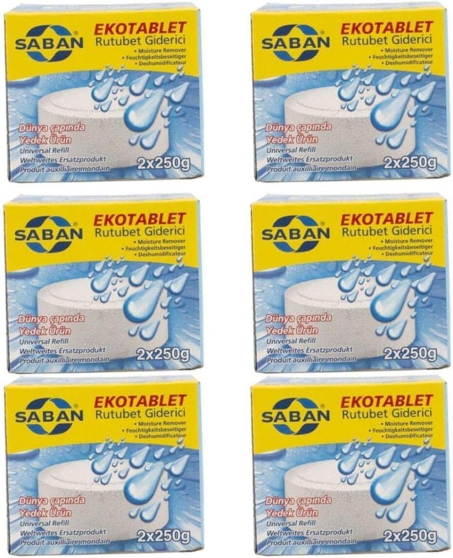 Saban Nem Alıcı Rutubet Giderici Yedek Tablet 6'lı 2 x 250 gram Natural
