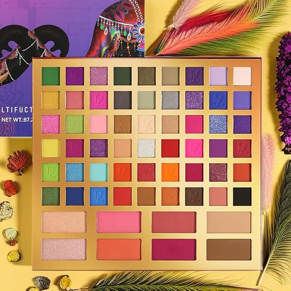 DELANCI Professional Eyeshadow Makeup Platte,62 Colors Big Colorful Matte Glitter Long Lasting Highly Pigmented Waterproof Eye Shadow Contour Blush Powder Highlighter All in One